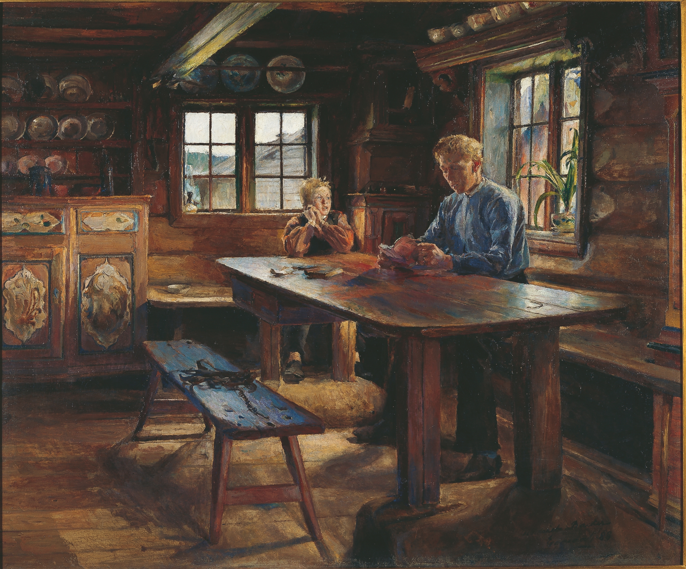 Harriet Backer, Lekseoverhøring, 1988, Lillehammer Kunstmuseum.